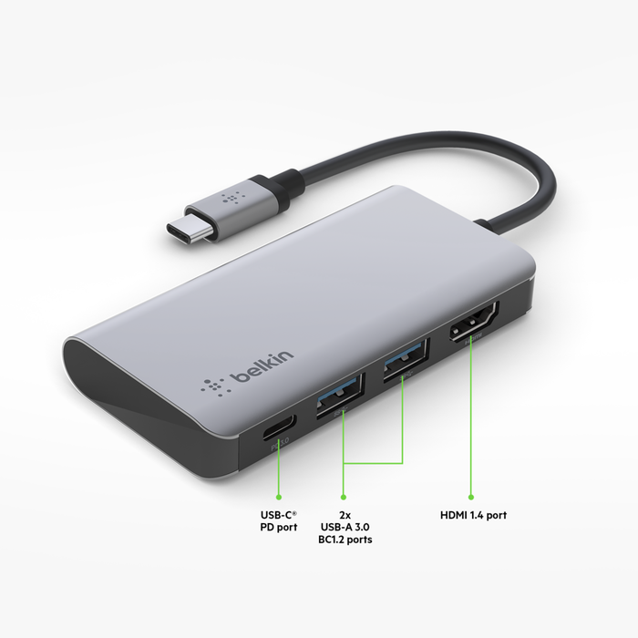 USB-C PD 4-in-1 Multiport Adapter Hub, 4K HDMI | Belkin US
